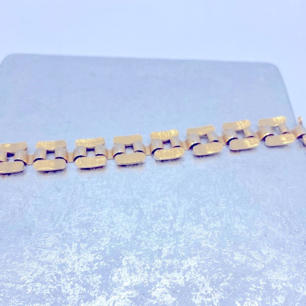 Vintage Gold Tone Signed Napier Flat Chain Link Bracelet Geometric Design Sz 7” - Picture 4 of 5